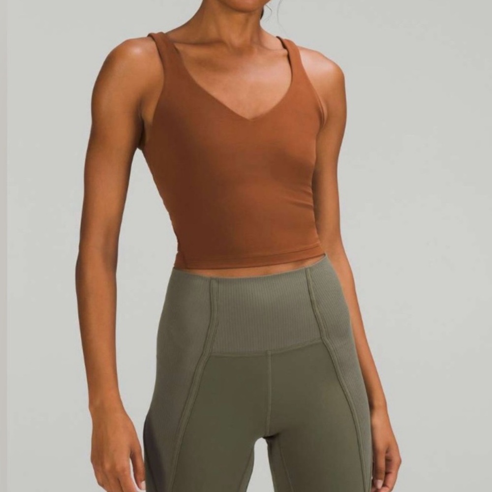 lululemon athletica Brown V‑neck Cropped Tank
